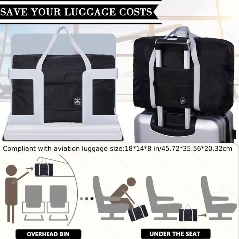 Portable Foldable Travel Duffle Bag Large Capacity Sports Gym Bag, Lightweight Carry On Luggage Duffle Bag Coach Bag Travel Bag